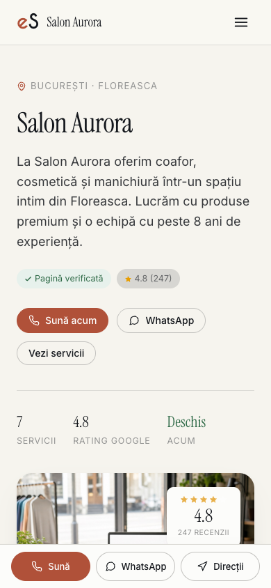 A mesma página de exemplo, na versão móvel.