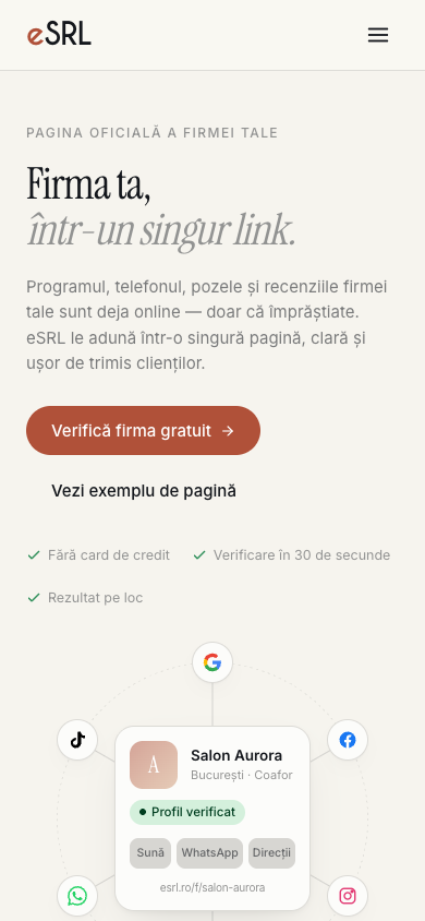A página principal do eSRL, na versão móvel.